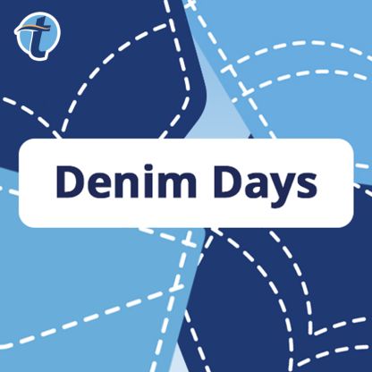 The text "Denim Days" overlayed on a simple illustration of denim.